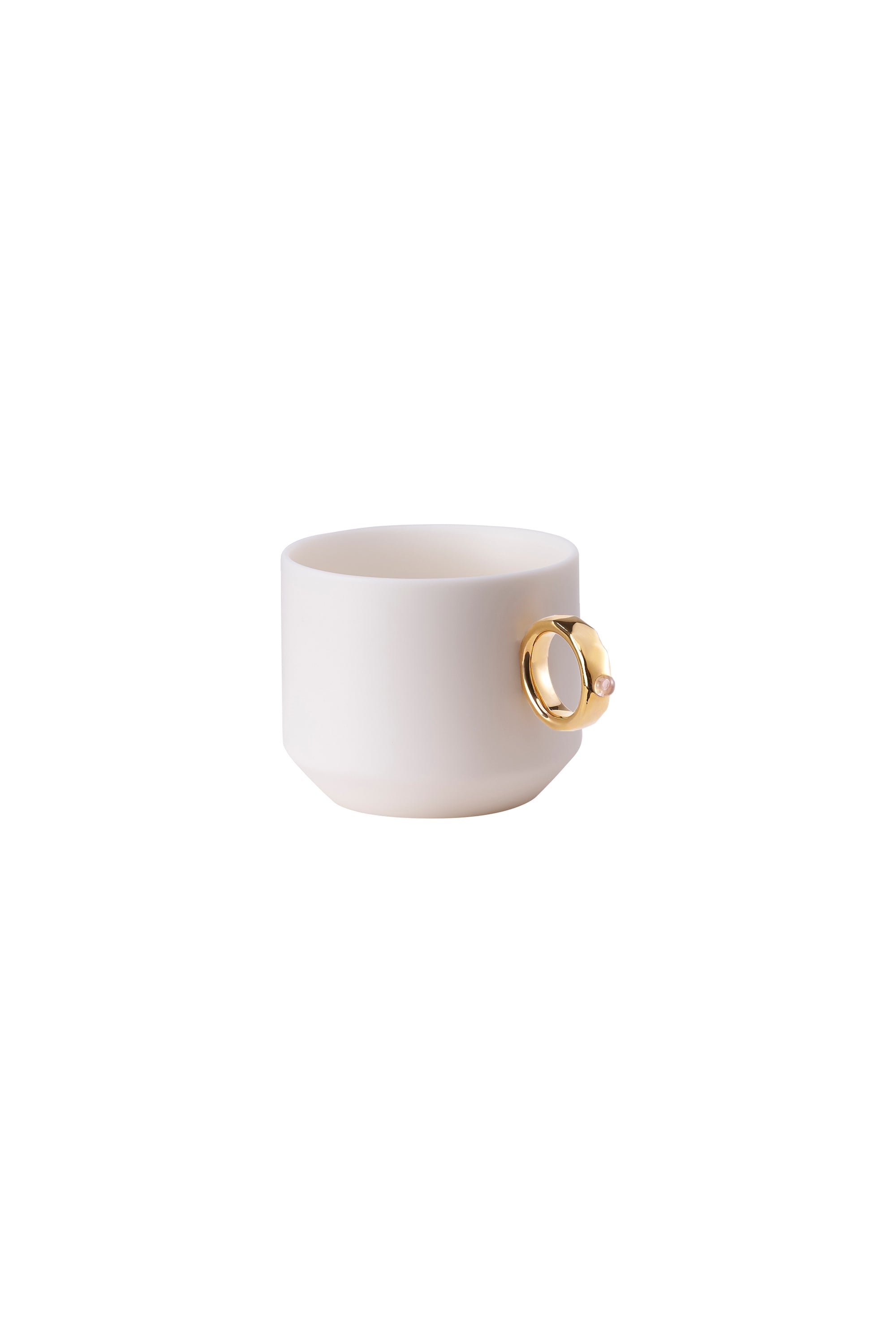 Gold-Rimmed Rose Quartz Ring Cup